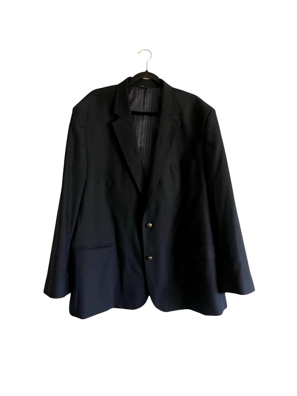 GS Blazer Jacket Mens 52R Black Bronze Buttons Single Vented Big And Tall